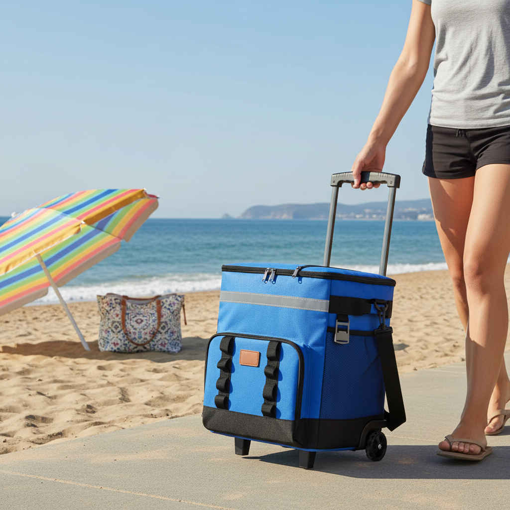 🧊 Rolling Cooler | Durable Fabric Outdoor Trips | Traveler-Gift Easy Mobility
