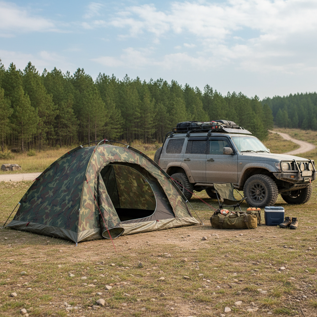 ⛺ Camping Tent | Durable Fabric Campsite | Adventurer-Gift Camouflage Shelter