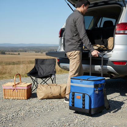 🧊 Rolling Cooler | Durable Fabric Outdoor Trips | Traveler-Gift Easy Mobility