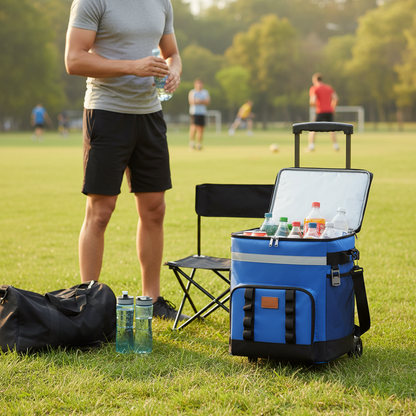 🧊 Rolling Cooler | Durable Fabric Outdoor Trips | Traveler-Gift Easy Mobility