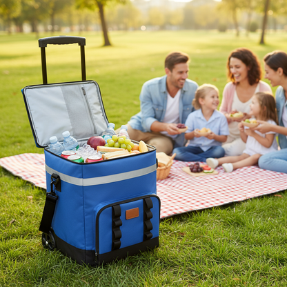 🧊 Rolling Cooler | Durable Fabric Outdoor Trips | Traveler-Gift Easy Mobility