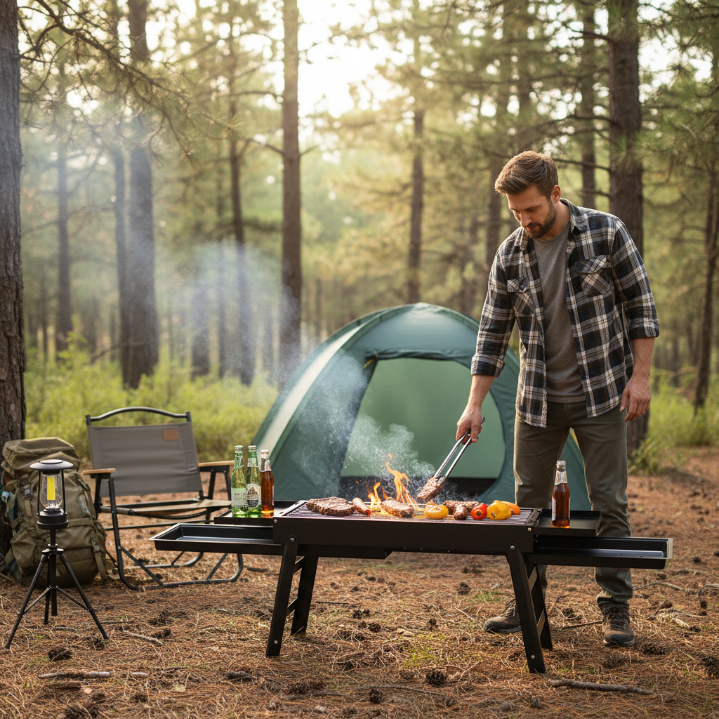 🔥 Portable BBQ Grill | Metal Campsite Cooking | Grill-Lover Folding Design