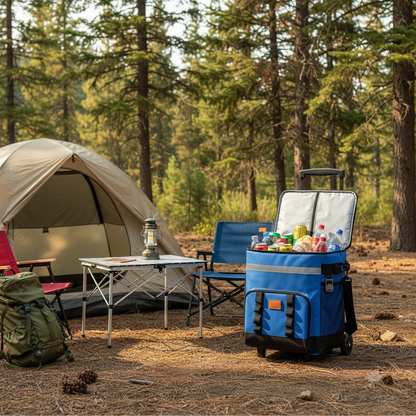 🧊 Rolling Cooler | Durable Fabric Outdoor Trips | Traveler-Gift Easy Mobility