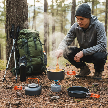🍳 Camping Cookware | Lightweight Metal Camp Cooking | Camper-Gift Compact Set