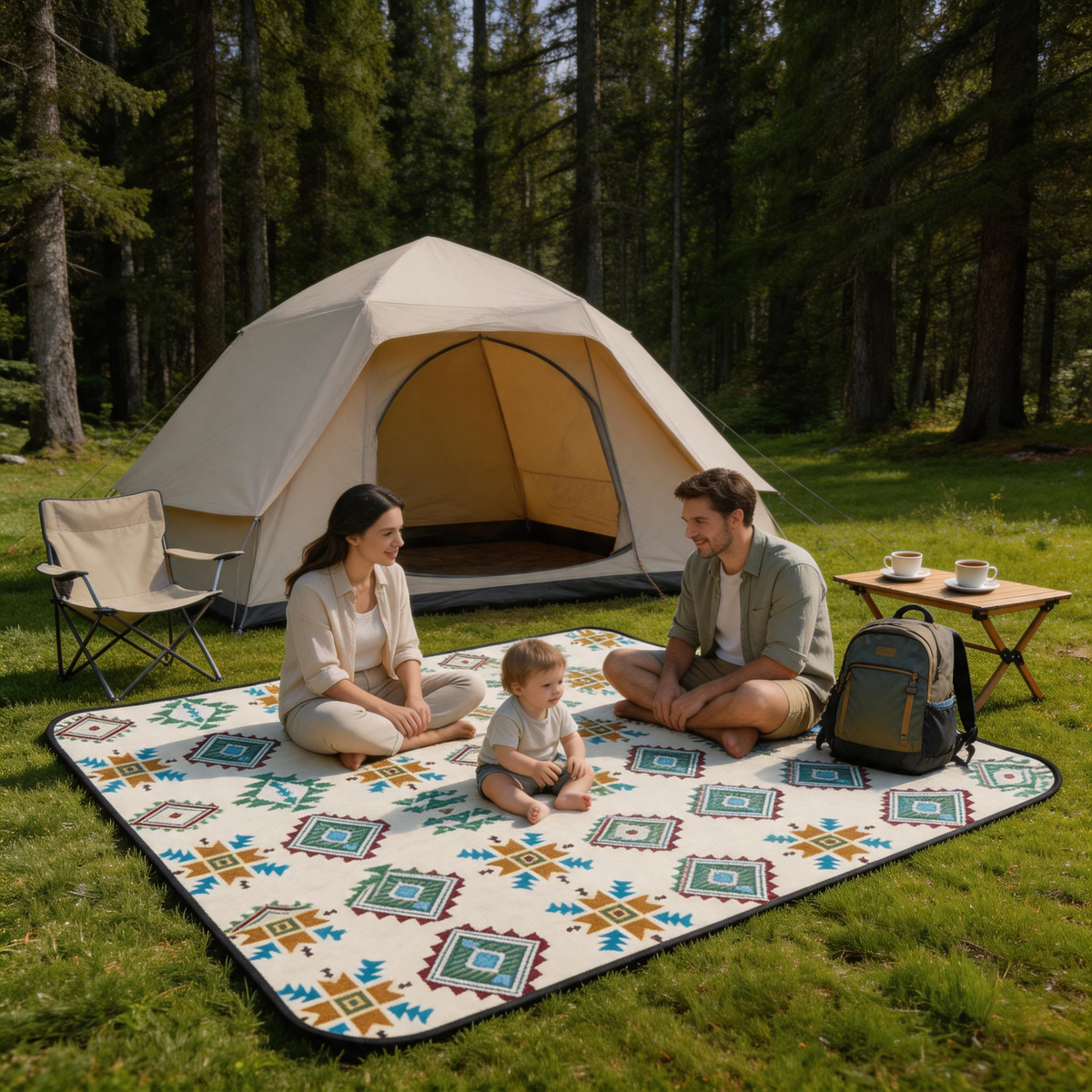 🧺 Picnic Blanket | Woven Fabric Park Days | Outdoor-Lover Boho Pattern
