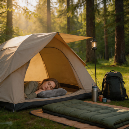 💤 Camping Pillow | Plush Fabric Travel Comfort | Compact Outdoor Essential
