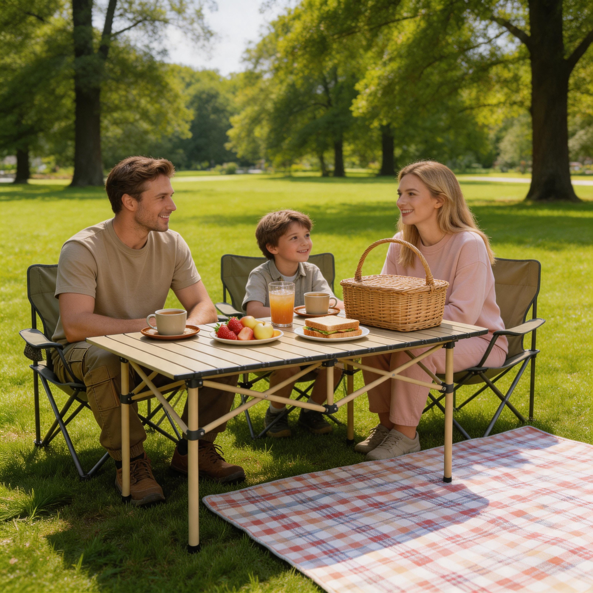 🏕️ Folding Table | Metal Camping Utility | Traveler-Gift Sandstone Style