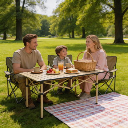 🏕️ Folding Table | Metal Camping Utility | Traveler-Gift Sandstone Style