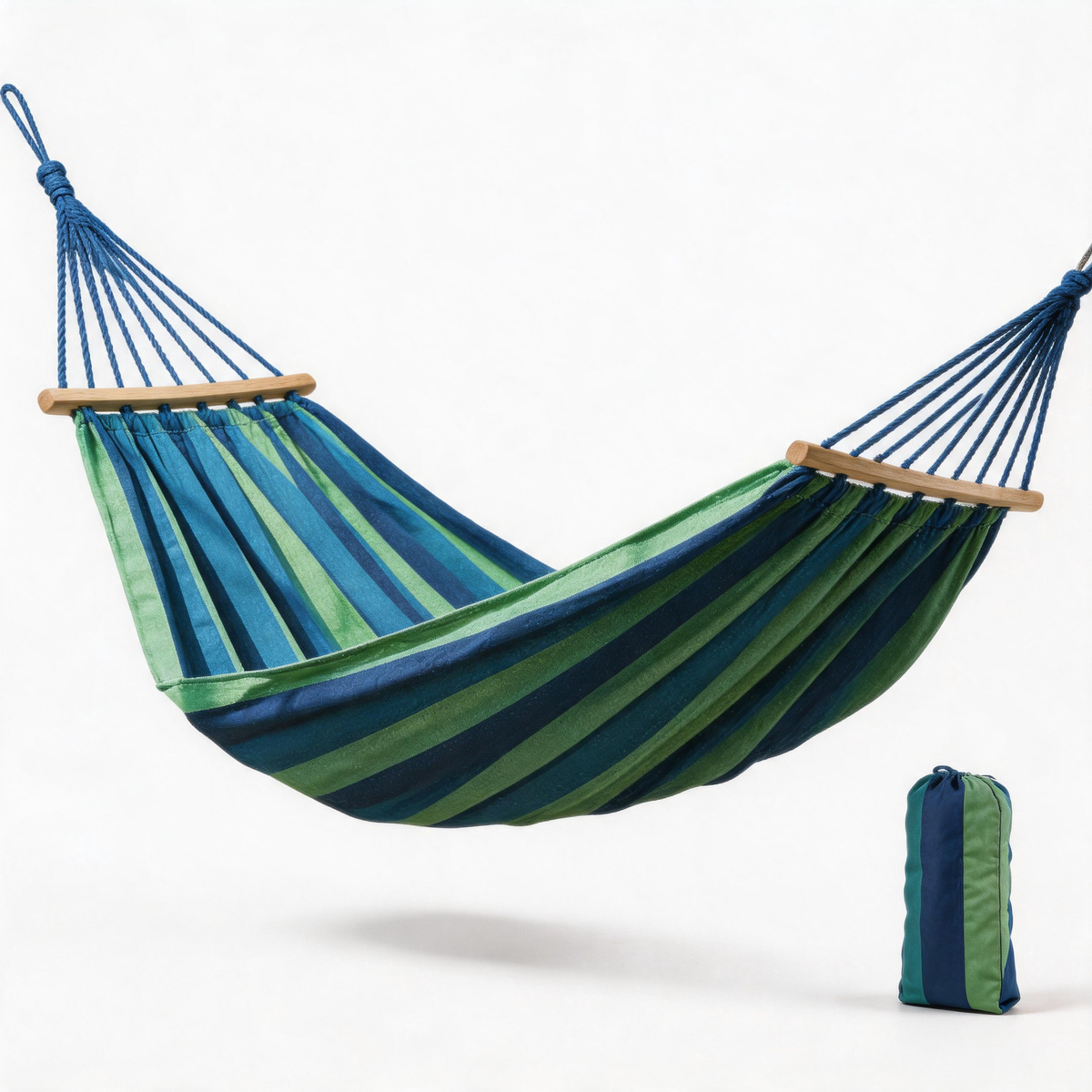 🌲 Outdoor Hammock | Woven Fabric Camp Gift | Striped Comfort