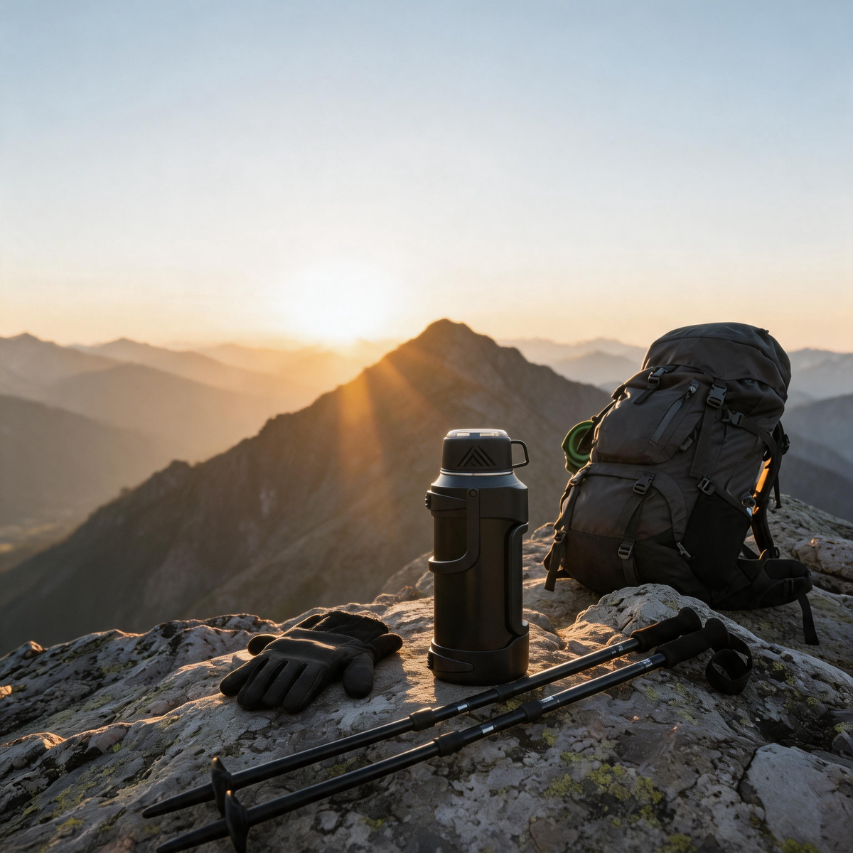 🧭 Insulated Thermos | Metal-Body Outdoor Travel | Camper-Gift Rugged Black Design