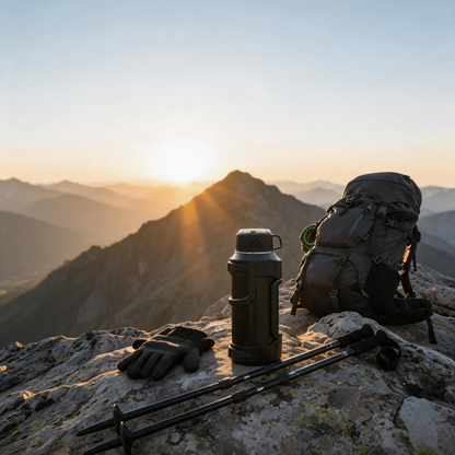 🧭 Insulated Thermos | Metal-Body Outdoor Travel | Camper-Gift Rugged Black Design