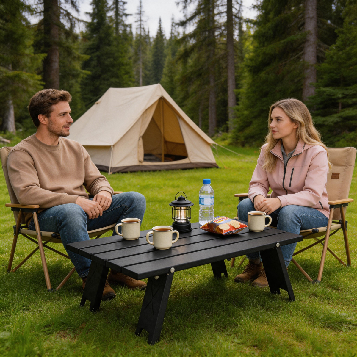 🏕️ Camping Table | Folding Slatted Design | Outdoor-Gift Compact Utility
