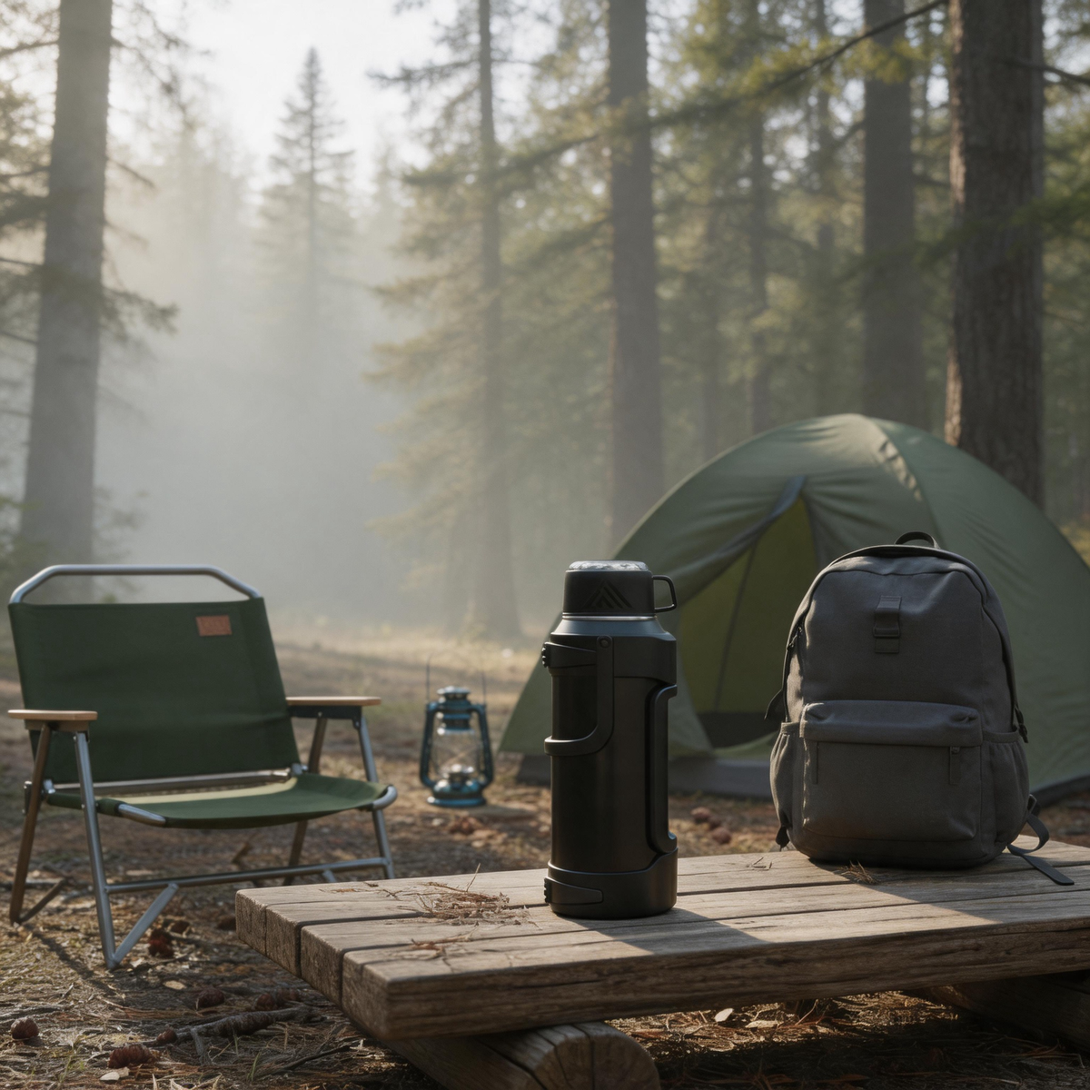 🧭 Insulated Thermos | Metal-Body Outdoor Travel | Camper-Gift Rugged Black Design