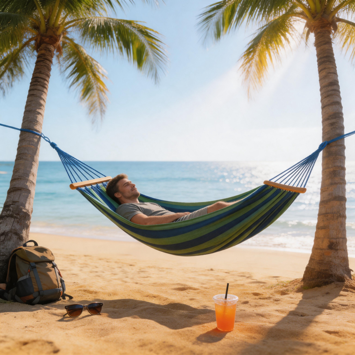 🌲 Outdoor Hammock | Woven Fabric Camp Gift | Striped Comfort