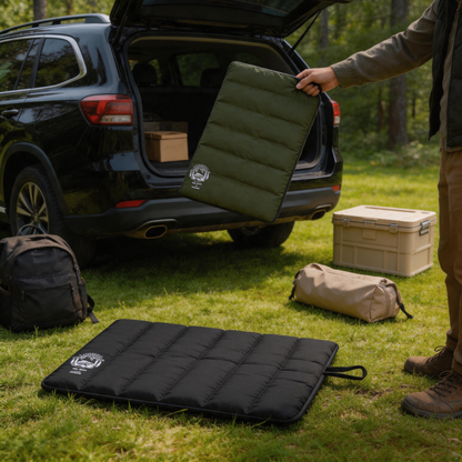 🌲 Camping Seat Pad | Quilted Fabric Outdoor Comfort | Camper-Gift Moisture Barrier