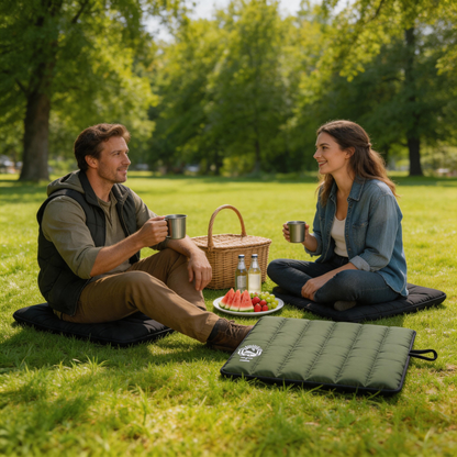 🌲 Camping Seat Pad | Quilted Fabric Outdoor Comfort | Camper-Gift Moisture Barrier