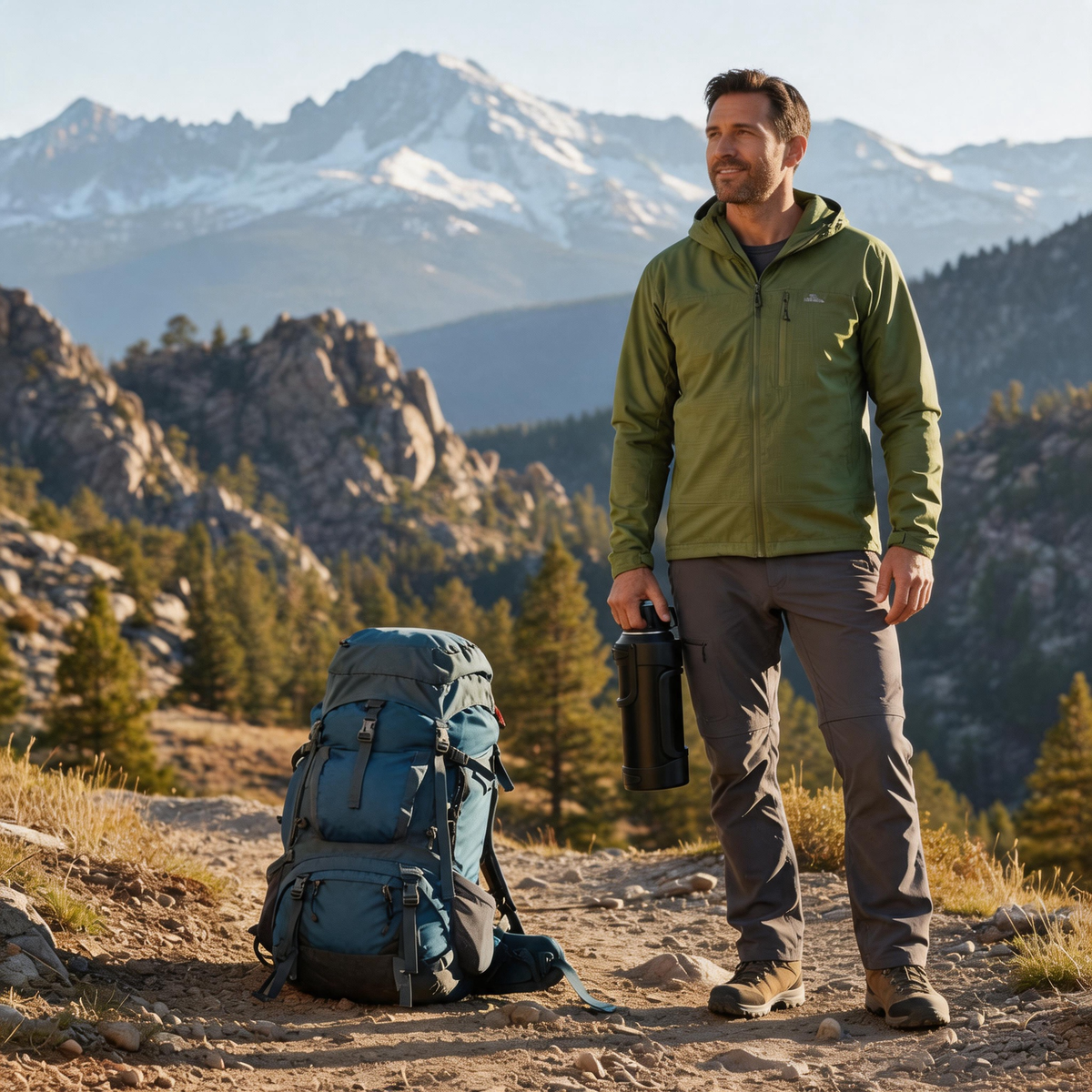 🧭 Insulated Thermos | Metal-Body Outdoor Travel | Camper-Gift Rugged Black Design