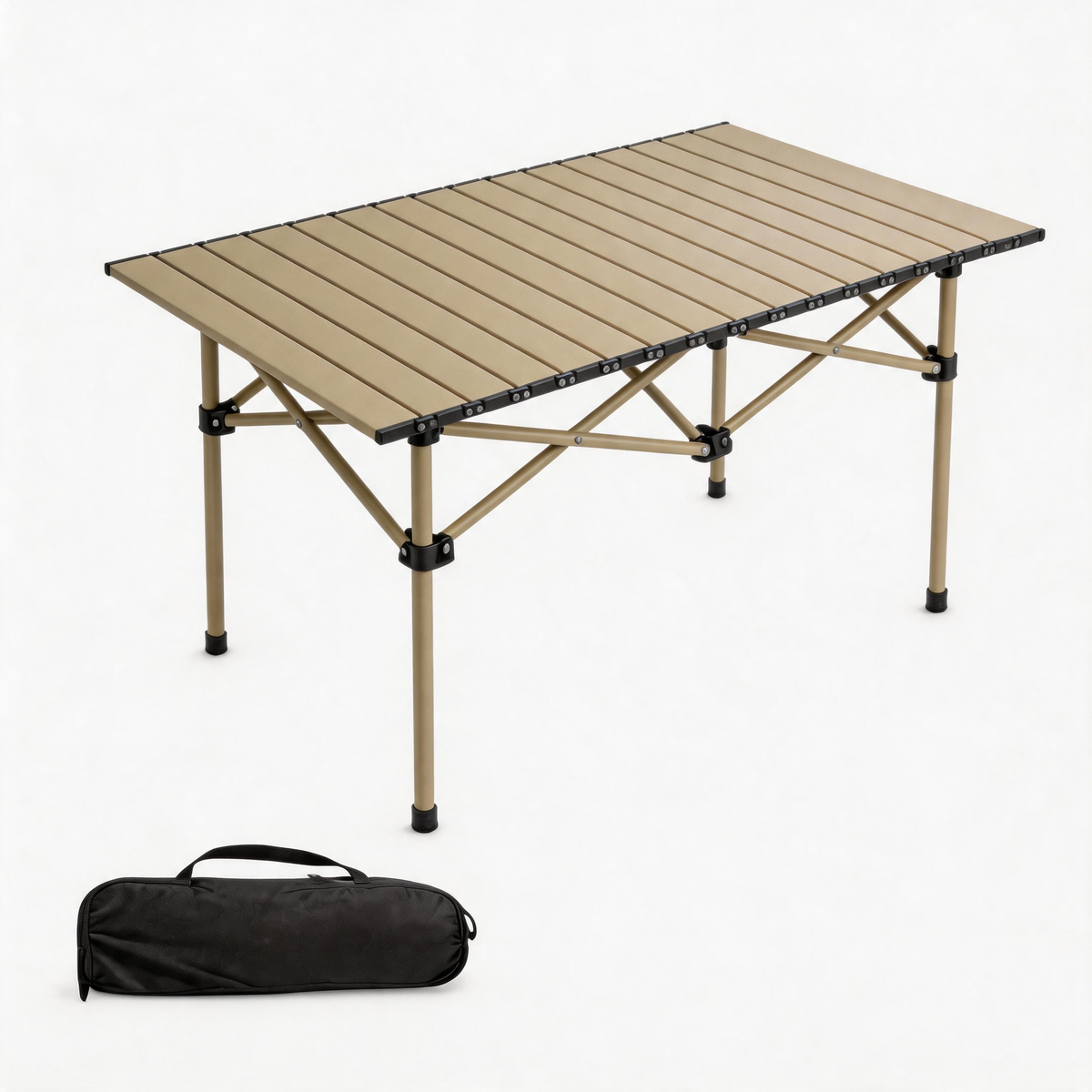 🏕️ Folding Table | Metal Camping Utility | Traveler-Gift Sandstone Style