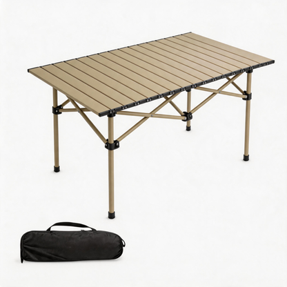 🏕️ Folding Table | Metal Camping Utility | Traveler-Gift Sandstone Style