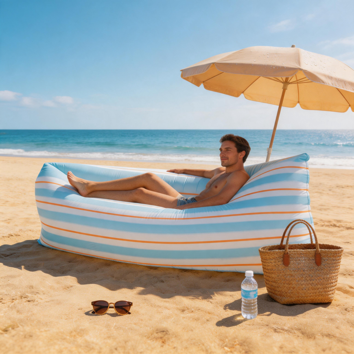 🌊 Inflatable Sofa | Lightweight Outdoor Lounge | Traveler-Gift Striped Comfort