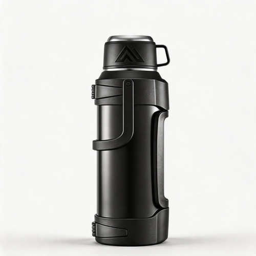 🧭 Insulated Thermos | Metal-Body Outdoor Travel | Camper-Gift Rugged Black Design