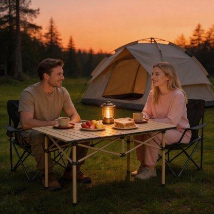 🏕️ Folding Table | Metal Camping Utility | Traveler-Gift Sandstone Style