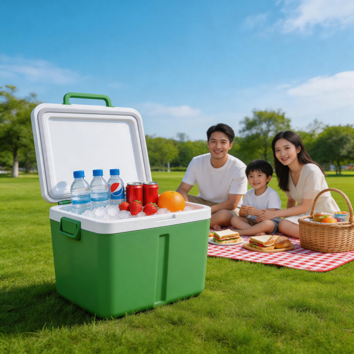 🧊 Cooler Box | Hard-Shell Picnic Storage | Family-Gift Fresh Green