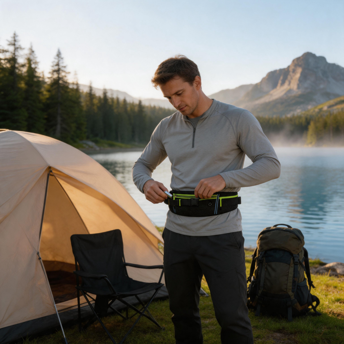 🏃 Waist Pack | Lightweight Fabric Trail | Runner-Gift Neon-Zip Design