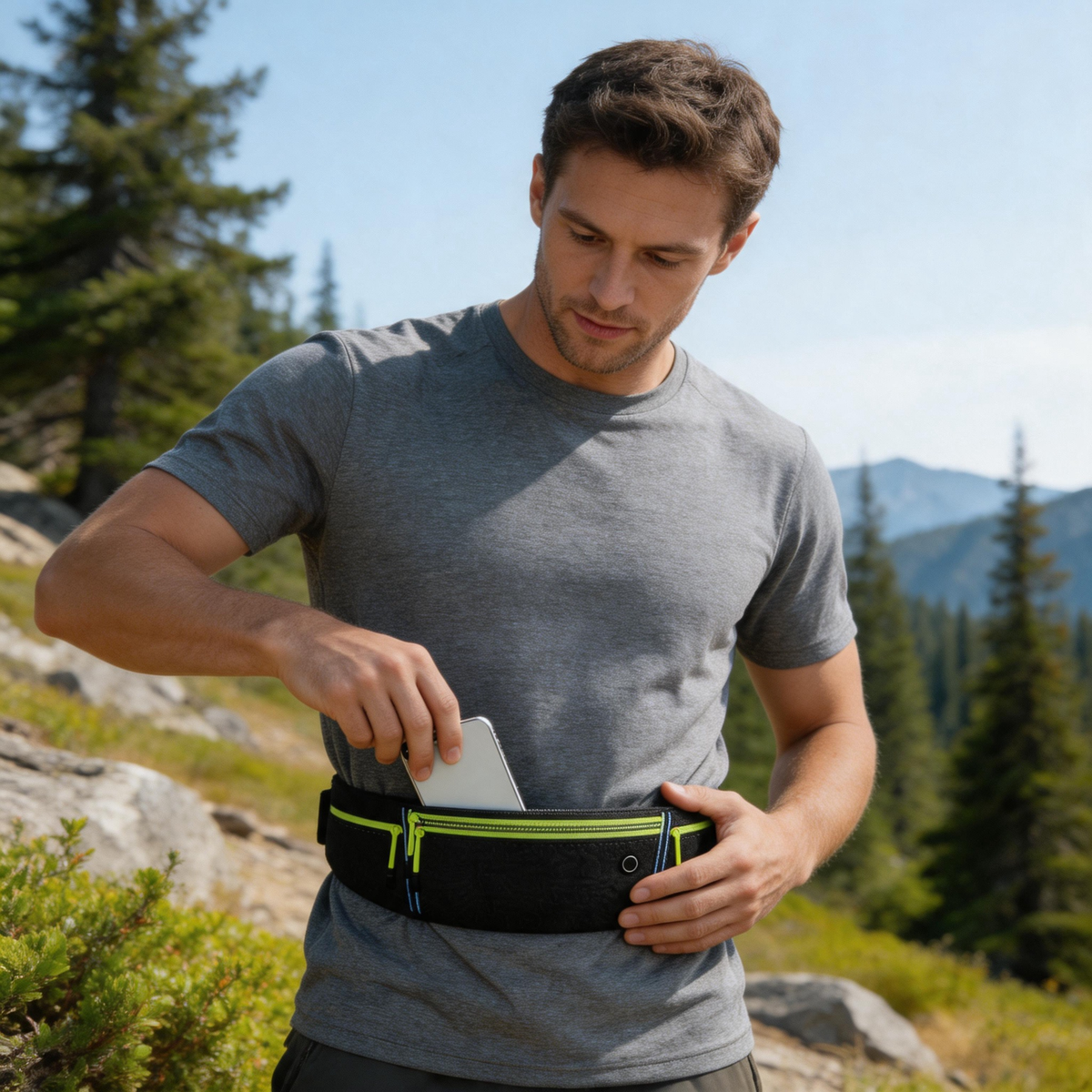 🏃 Waist Pack | Lightweight Fabric Trail | Runner-Gift Neon-Zip Design